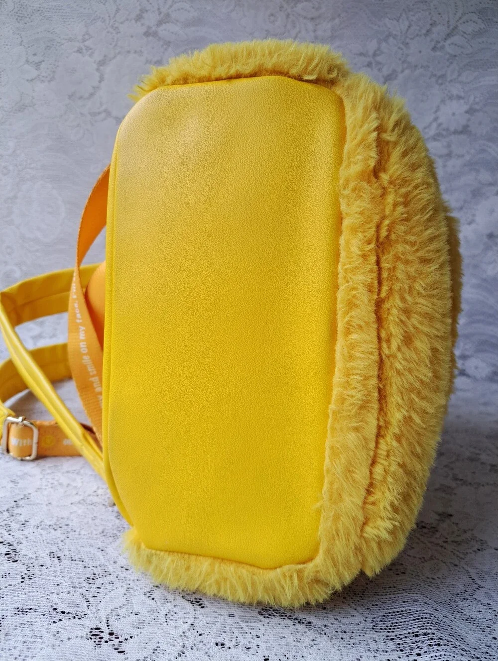 Danielle Nicole Yellow Care Bears Funshine Bear Furry Fuzzy Mini Backpack - Picture 6 of 15
